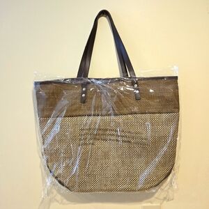 Brown & Tan Woven Tote Bag